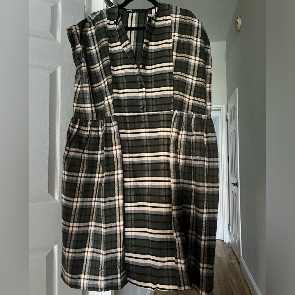 Flannel dress designed at Brooklyn based boutique, Meg.